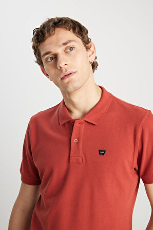 Erkek Regular Fit Polo T-shirt Brick