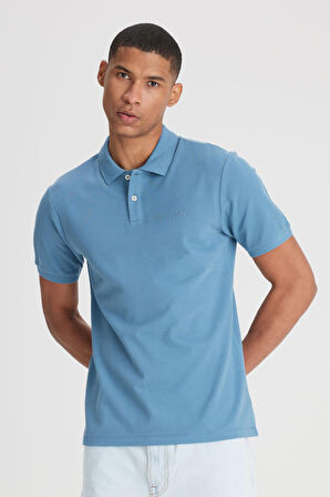 Erkek Regular Fit Polo T-shirt Blue