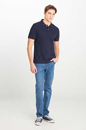 Erkek Regular Fit Polo T-shirt Navy