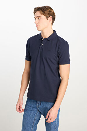 Erkek Regular Fit Polo T-shirt Navy