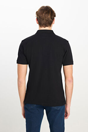 Erkek Regular Fit Polo T-shirt Black