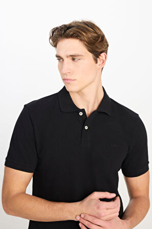 Erkek Regular Fit Polo T-shirt Black