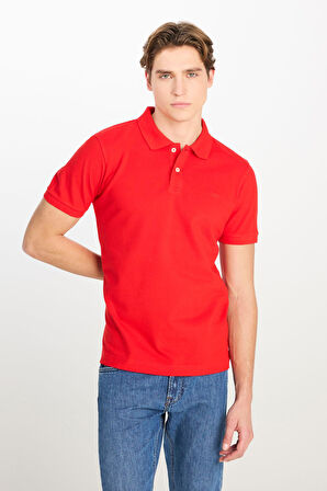 Erkek Regular Fit Polo T-shirt Coral
