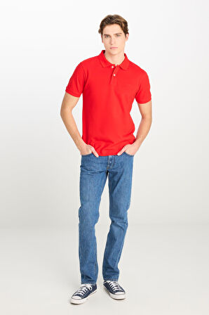 Erkek Regular Fit Polo T-shirt Coral