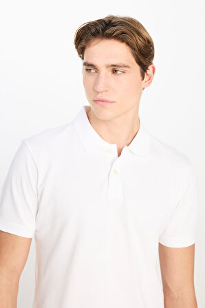 Erkek Regular Fit Polo T-shirt OffWhite