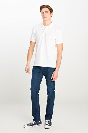 Erkek Regular Fit Polo T-shirt OffWhite