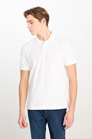 Erkek Regular Fit Polo T-shirt OffWhite
