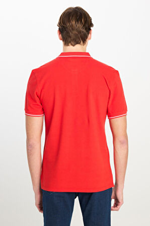 Erkek Regular Fit Polo T-shirt Washed Red