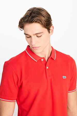 Erkek Regular Fit Polo T-shirt Washed Red
