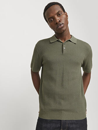JPRCCCOOPER KNIT POLO SS SN Tea Leaf