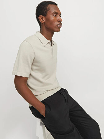 JPRBLAMILANO SPRING KNIT POLO SS SN Silver