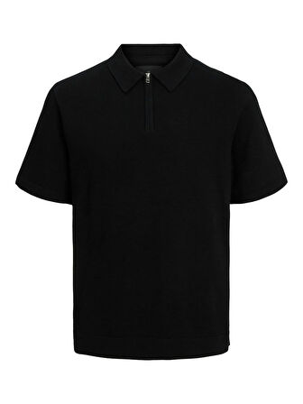 JPRBLAMILANO SPRING KNIT POLO SS SN Black