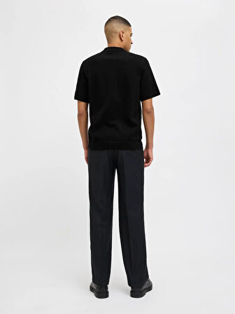 JPRBLAMILANO SPRING KNIT POLO SS SN Black