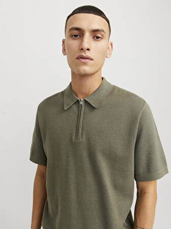 JPRBLAMILANO SPRING KNIT POLO SS SN Tea Leaf