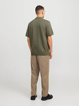 JPRBLAMILANO SPRING KNIT POLO SS SN Tea Leaf