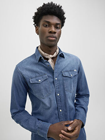 JJESHERIDAN SHIRT L/S NOOS BLUE