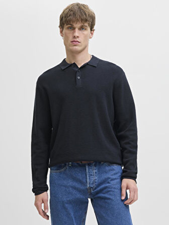 JJEGEORGE KNIT POLO LS SN Navy Blazer