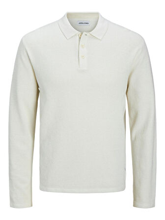 JJEGEORGE KNIT POLO LS SN Cloud Dancer