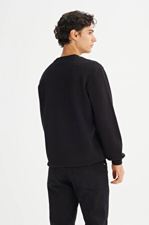 Erkek Baskılı Sweatshirt Black