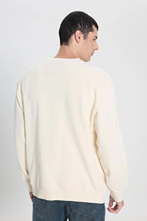 Bisiklet Yaka Sweatshirt Off White