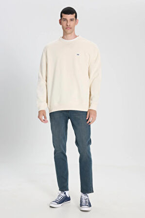 Bisiklet Yaka Sweatshirt Off White