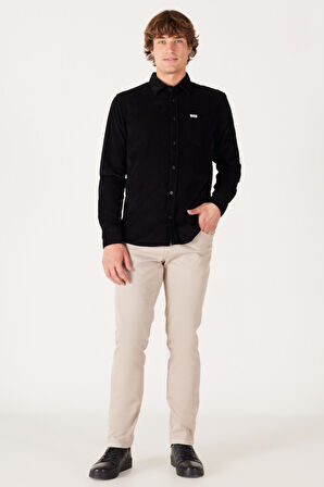 Erkek Kadife Gömlek Black