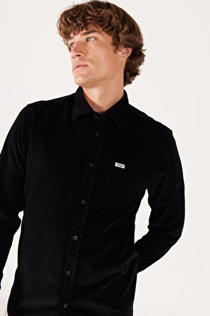 Erkek Kadife Gömlek Black