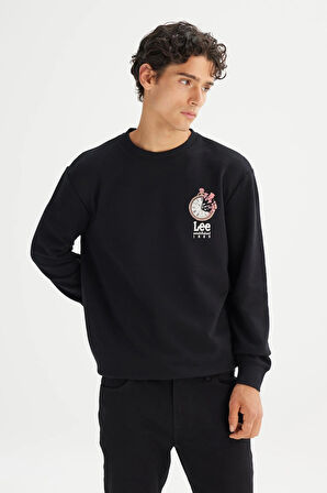Erkek Baskılı Sweatshirt Black