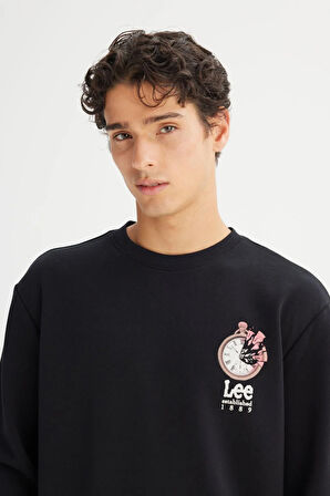 Erkek Baskılı Sweatshirt Black