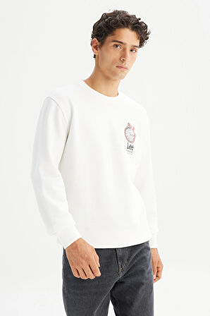 Erkek Baskılı Sweatshirt Off White