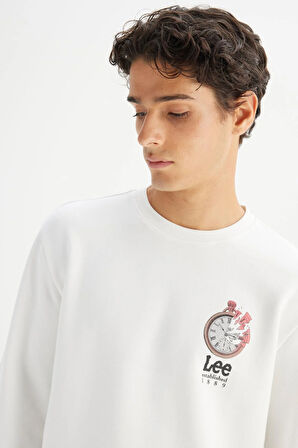 Erkek Baskılı Sweatshirt Off White