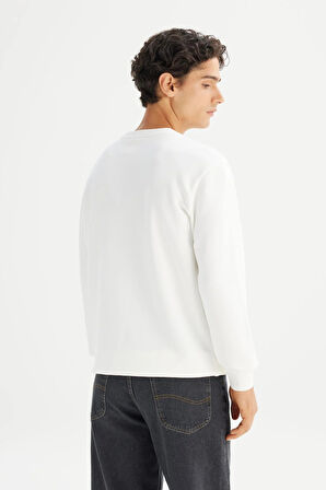Erkek Baskılı Sweatshirt Off White