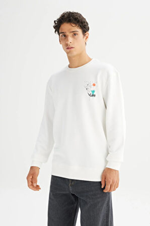 Erkek Baskılı Sweatshirt Off White