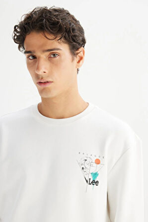 Erkek Baskılı Sweatshirt Off White