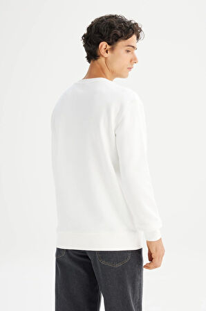 Erkek Baskılı Sweatshirt Off White