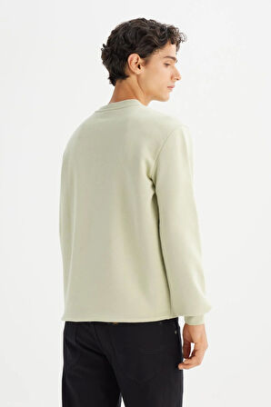 Erkek Baskılı Sweatshirt Light Green