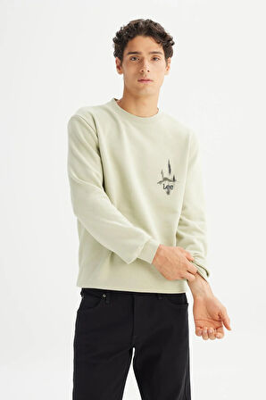 Erkek Baskılı Sweatshirt Light Green
