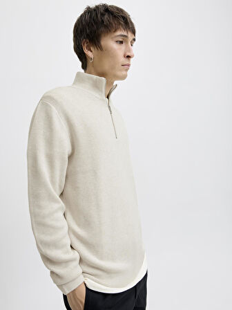 JPRBLAMILANO STITCH KNIT HALF ZIP SN Cloud Dancer