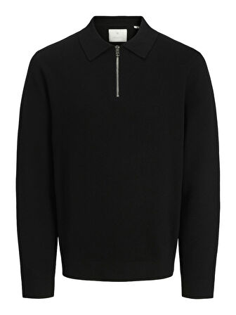 JPRBLAMILANO STITCH KNIT ZIP POLO SN Black