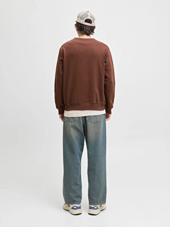 JORNORREBRO EMB SWEAT CREW NOOS Deep Mahogany