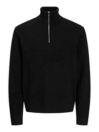 JPRBLAMILANO STITCH KNIT HALF ZIP SN Black