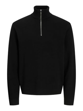 JPRBLAMILANO STITCH KNIT HALF ZIP SN Black