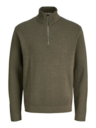 JPRBLAMILANO STITCH KNIT HALF ZIP SN Stone Gray