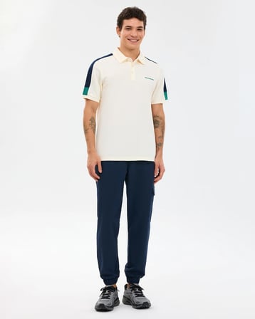 Skechers M Color Block Detail Polo Ecru