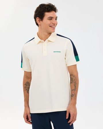 Skechers M Color Block Detail Polo Ecru