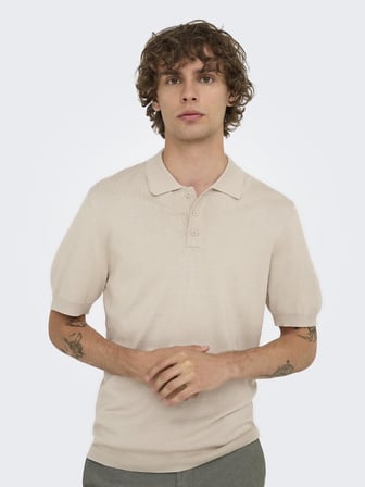 ONSWYLER REG 14 SS POLO KNIT NOOS Silver Lining