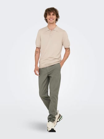 ONSWYLER REG 14 SS POLO KNIT NOOS Silver Lining
