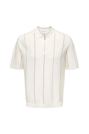 ONSWYLER LIFE STR REG 14SS ZIP POLO FRML Cloud Dancer