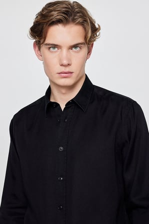 Tencel Regular Fit Gömlek Black