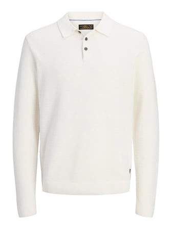 JPRBLURILEY KNIT POLO LS Cloud Dancer